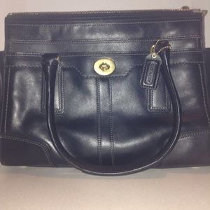 Coach Hampton 11047 Black Leather Satchel Handbag